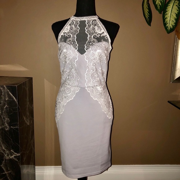 lipsy halter lace dress